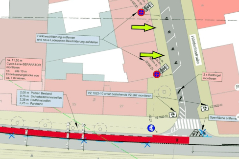 Zwei Lieferzonenparkplätze in der Hölderlinstraße - Planausschnitt